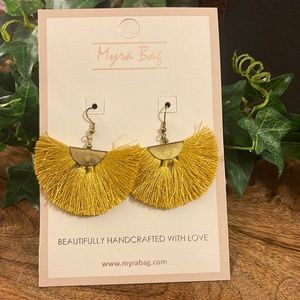 Myra Bag Mustard Color Fringe Earrings